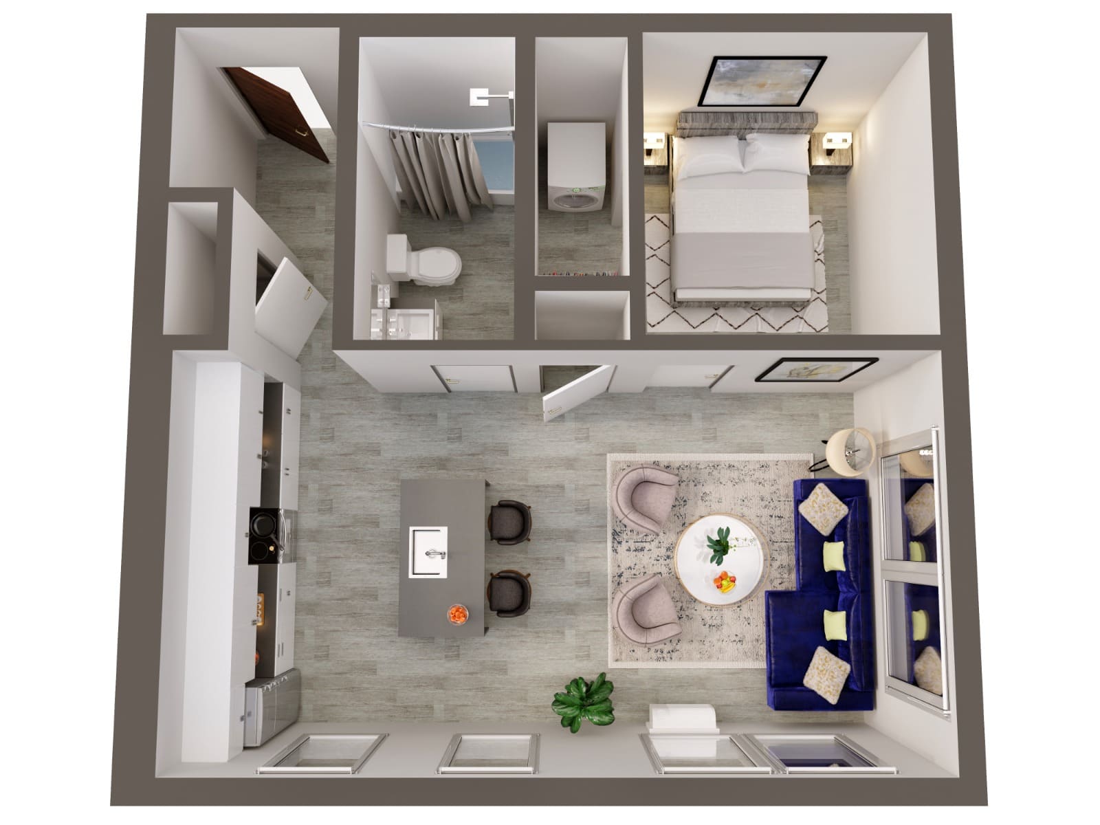 3D Render of a 1 Bedroom Unit in New York